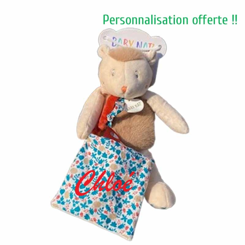 Doudou hérisson babynat possibilité de personnalisé du prénom