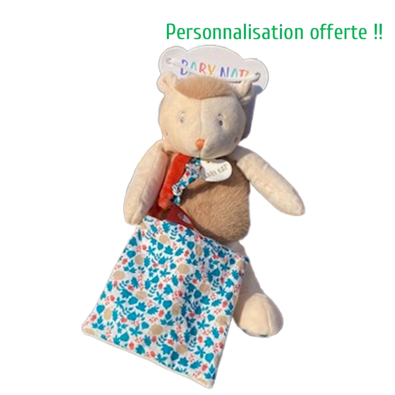 Doudou hérisson babynat possibilité de personnalisé du prénom