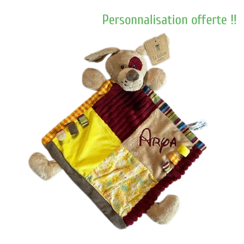 Doudou de la marque La Galléria,  personnalisation du prénom offerte.