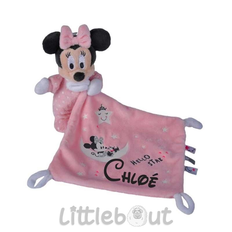 Doudou Minnie Rose Personnalisé Fille 1pc - Cadeaux Naissance Noel jouets  en bois